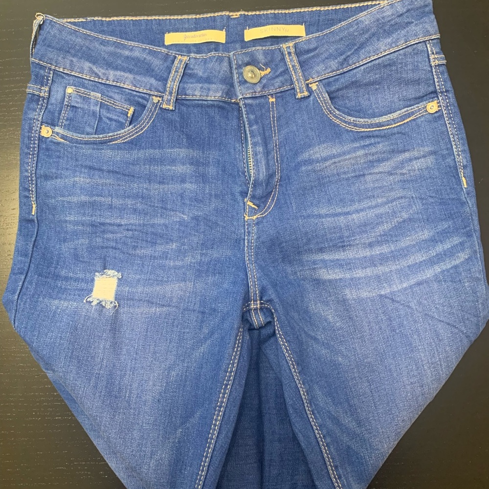 Stradivarius Size 8 ( EU 40) Distressed Blue Skinny Jeans for Women